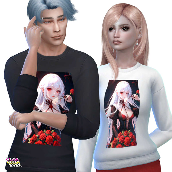 Sims 4 CC Rose Queen Garden Sweatshirt