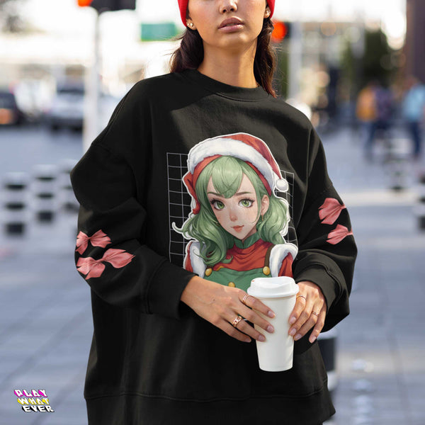 Happy Holidays Santa Anime Girl Sweatshirt