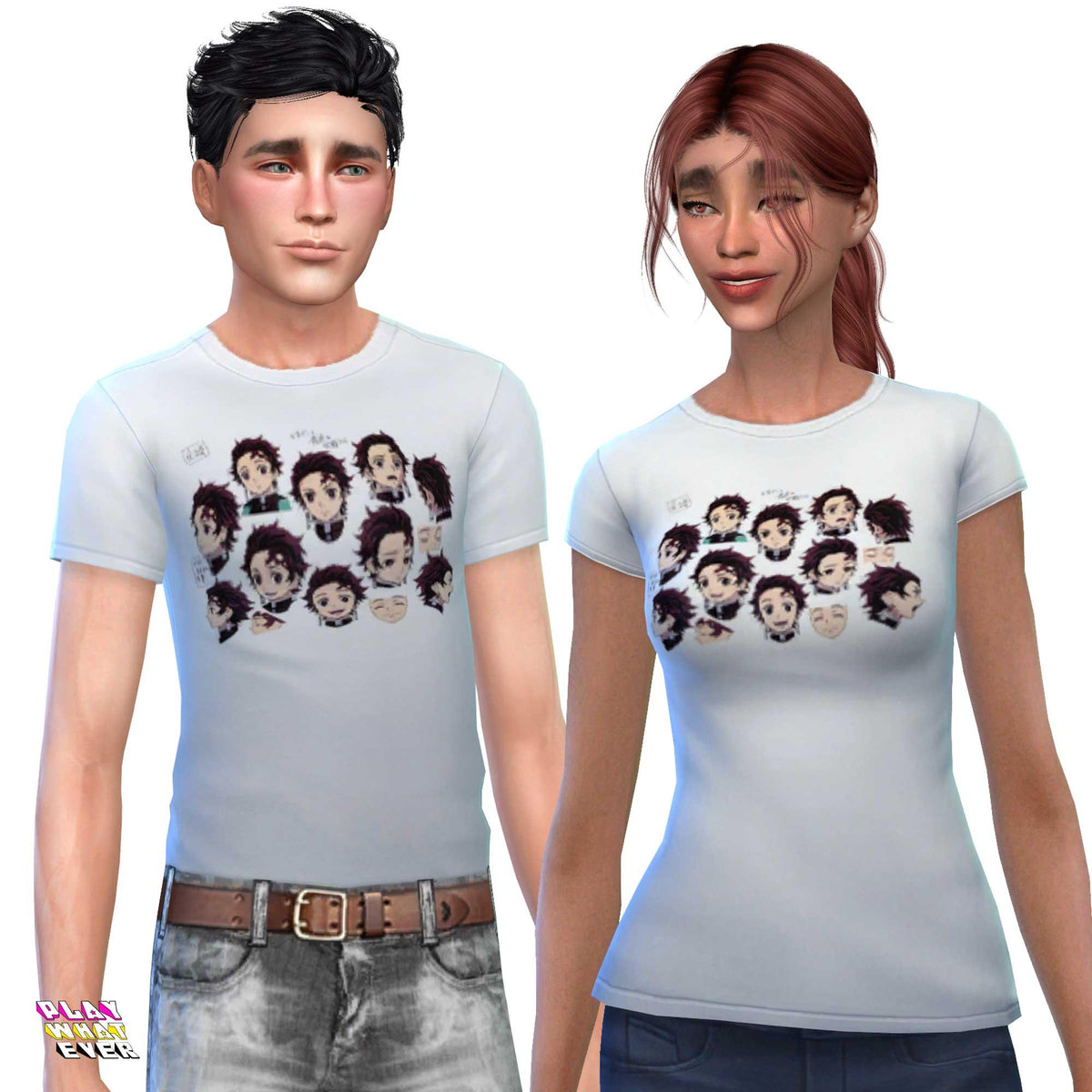 Sims 4 CC Demon Slayer Character Art T-Shirt V1