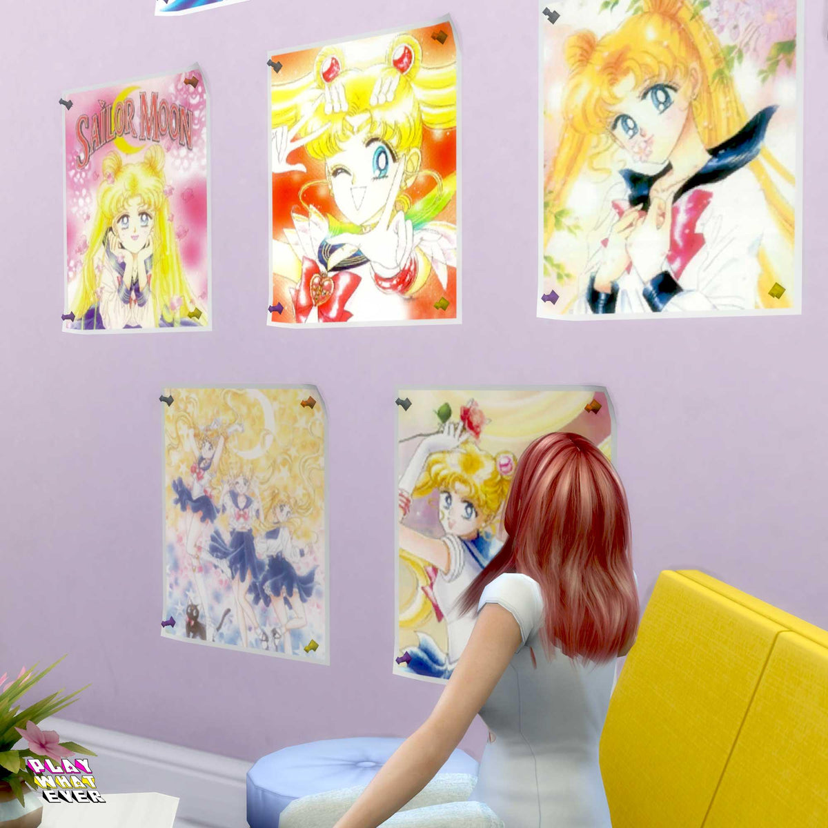 Sims 4 CC Sailor Moon Serena Usagi Poster Set V1