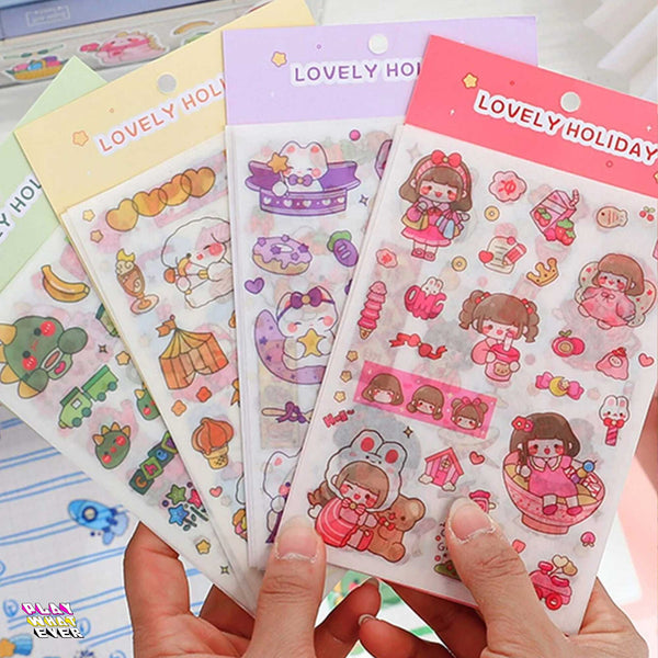 Lovely Holiday Cute Fun Together Washi Sticker Sheets (4PK)