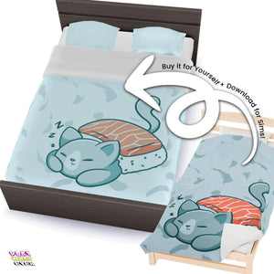Sushi Cat Cute Velveteen Plush Blanket - PlayWhatever