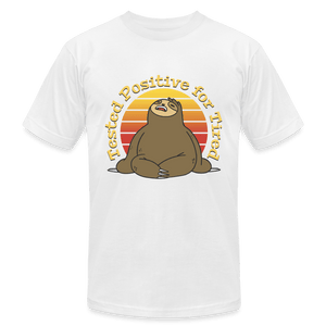 Tested Positive for Tired Funny Sloth T-Shirt - white