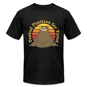 Tested Positive for Tired Funny Sloth T-Shirt - black