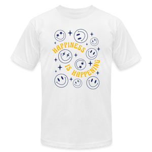 Happiness if Happening Positive Vibe Smiley Shirt - white