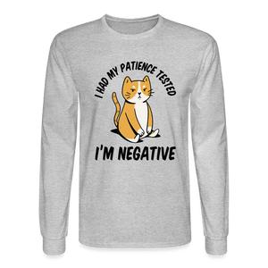 No Patience Grumpy Cat Long Sleeve T-Shirt - heather gray