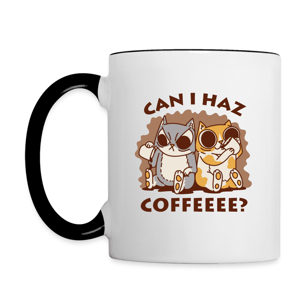 Can I Haz Coffeeee? Cute Cat Coffee Mug - white/black