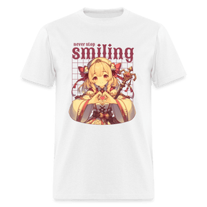 Never Stop Smiling Anime RPG Cleric Unisex Shirt - white