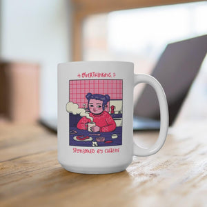 Overthinking Cute Girl Ceramic Mug - PlayWhatever