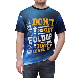 Gamers Don't Get Older We Just Level Up Unisex AOP Tee - PlayWhatever