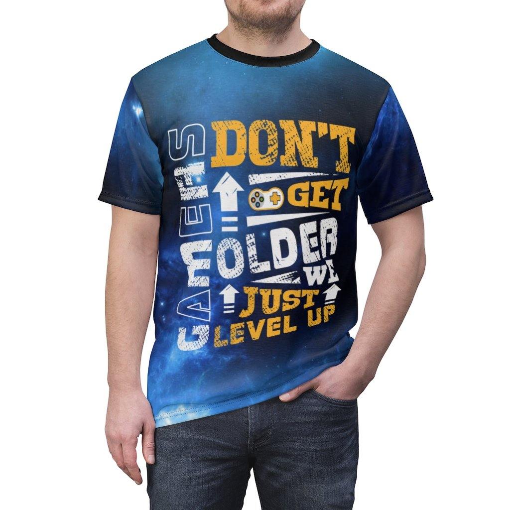 Gamers Don't Get Older We Just Level Up Unisex AOP Tee - PlayWhatever
