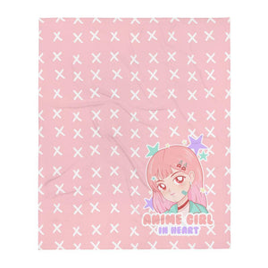 Anime Girl In Heart Pink Cute Girl Throw Blanket - PlayWhatever