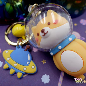 Astronaut Puppy Shiba Inu Dog Keychain - PlayWhatever