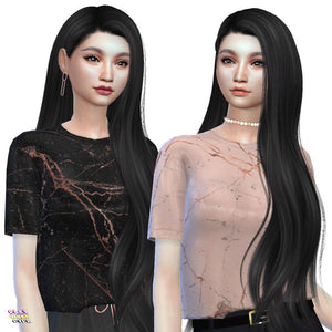 Sims 4 CC Semi-Gloss Timeless Rose Gold Marble Crop Top - PlayWhatever