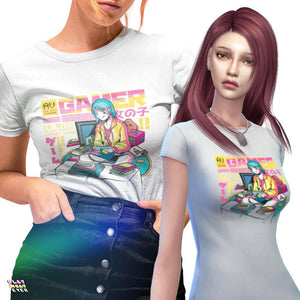 Sims 4 CC Gamer Girl T-Shirt Pack 1 - PlayWhatever