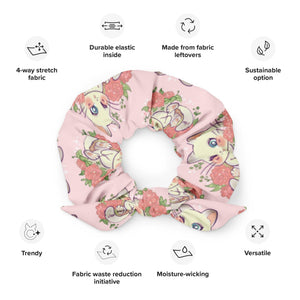 Pink Cat Print Large Scrunchie - PlayWhatever