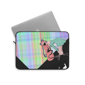Gunslinger Anime Girl Retro Plaid Laptop Sleeve - PlayWhatever
