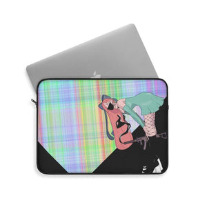Gunslinger Anime Girl Retro Plaid Laptop Sleeve - PlayWhatever