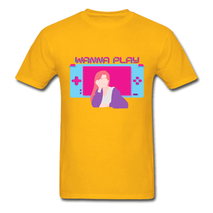 Wanna Play Retro Gameboy Gaming T-Shirt - gold
