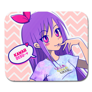 Kawaii Desu Anime Girl Mouse Pad - white