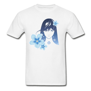 Star Spiral Galaxy Anime Girl Utra Cotton T-Shirt - white