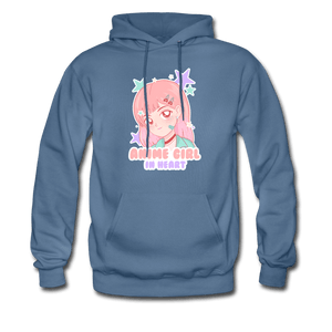 Anime Girl In Heart Cute Hoodie - denim blue