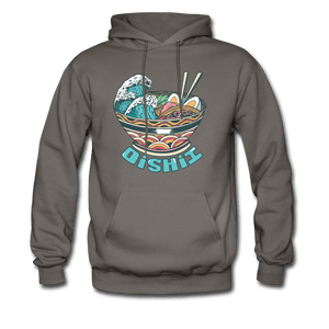 Oishii Desu! Ramen Ocean Hoodie - asphalt gray