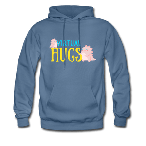 Virtual Hugs Cute Dinosaurs Hoodie - denim blue