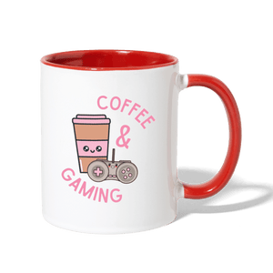 Coffee and Gaming Cute Mug - white/red