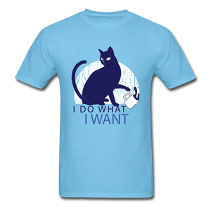 I Do What I Want Sassy Cat Unisex T-Shirt - aquatic blue