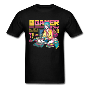 Retro Classic Gamer Girl Unisex T-Shirt - black