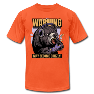 Warning May Become Grizzly Gaming Bear Unisex T-Shirt - orange