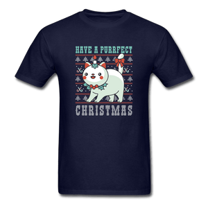Have a Purffect Christmas Cute Cat T-Shirt - navy