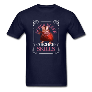 Super Duper Archer Skills Magic Cat Gamer Shirt - navy
