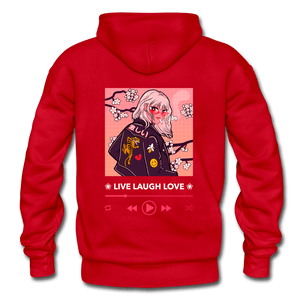 Live, Laugh, Love Sakura Anime Girl Hoodie - red