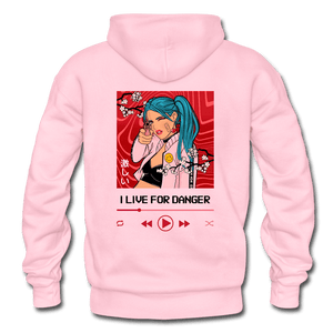 I Live for Danger Anime Girl Hoodie - light pink
