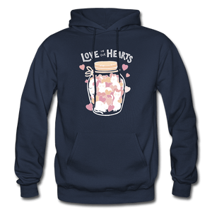 Love in Our Hearts Cute Cat Jar Hoodie - navy