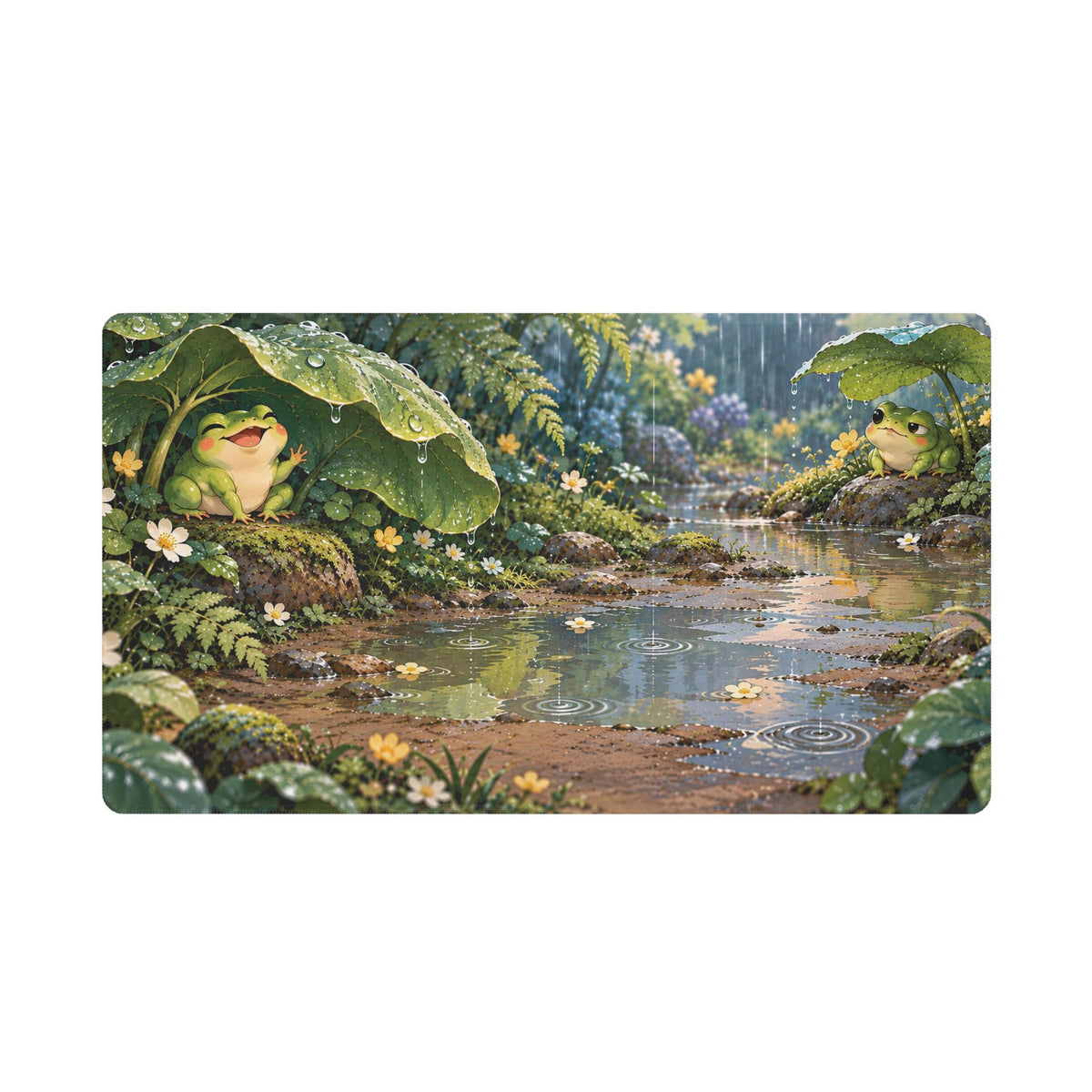 Rainy Forest Frog – Cottagecore Desk Mat