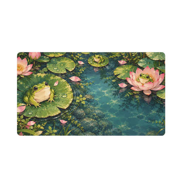 Lily Pad Frog Pond – Cottagecore Desk Mat