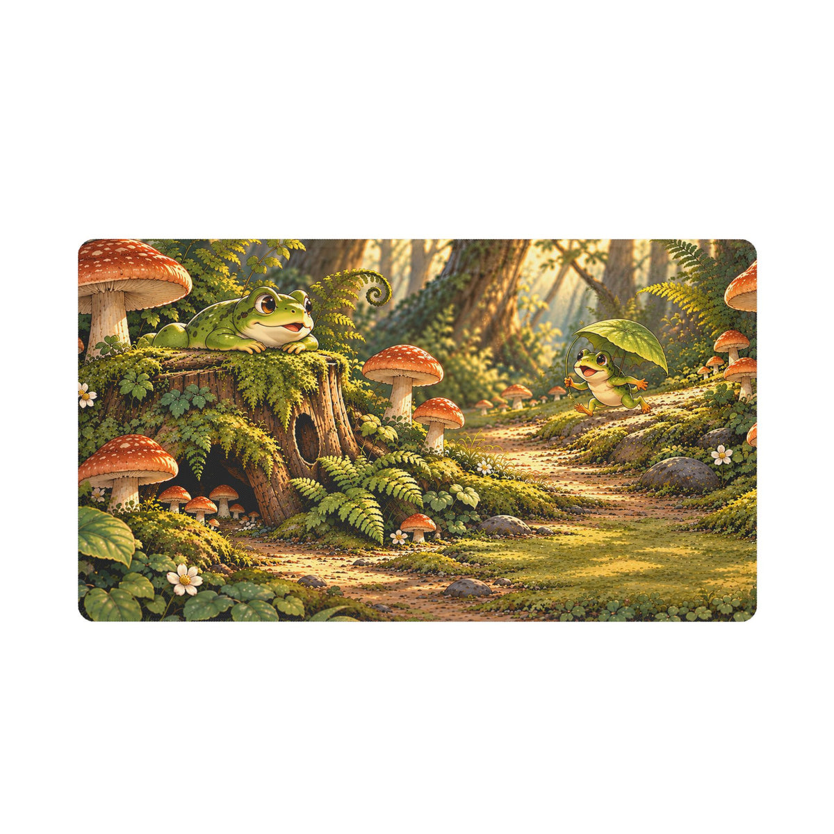 Mushroom Forest Frog – Cottagecore Desk Mat