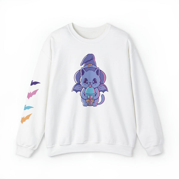 Eyeball Bubble Tea Witch Cat Sweatshirt