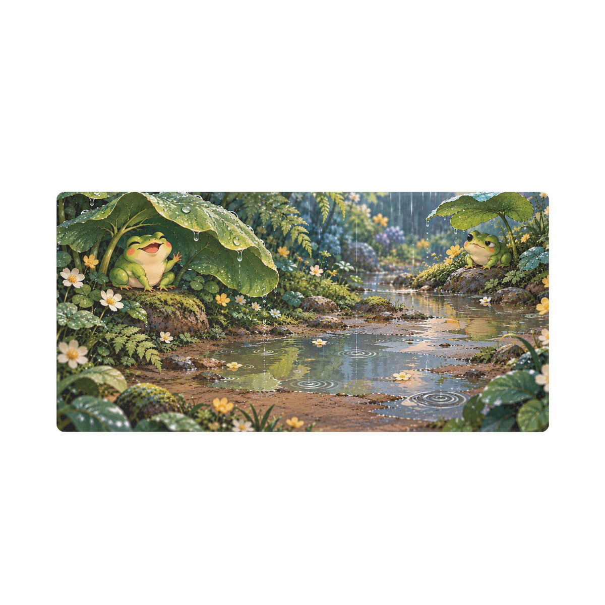 Rainy Forest Frog – Cottagecore Desk Mat