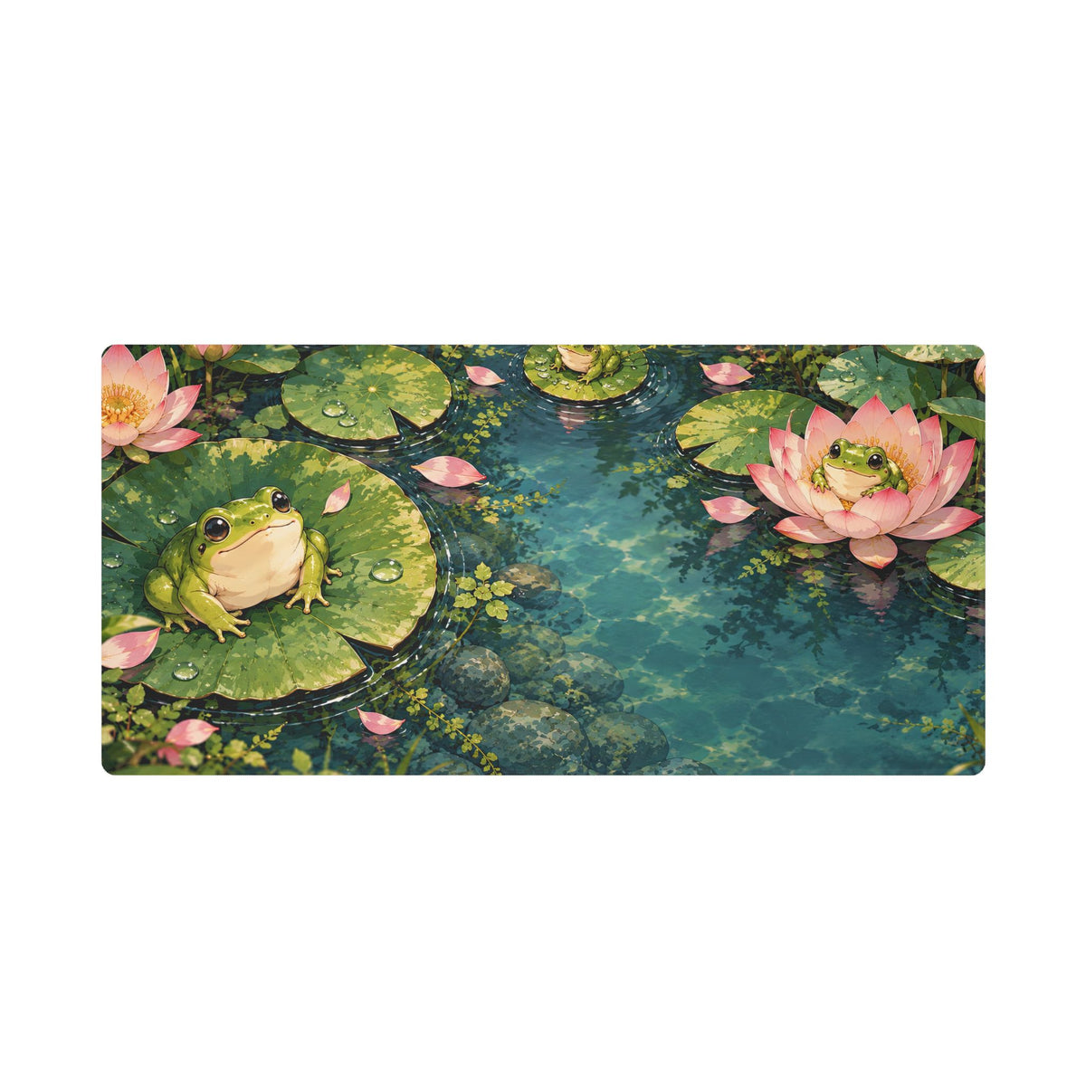 Lily Pad Frog Pond – Cottagecore Desk Mat
