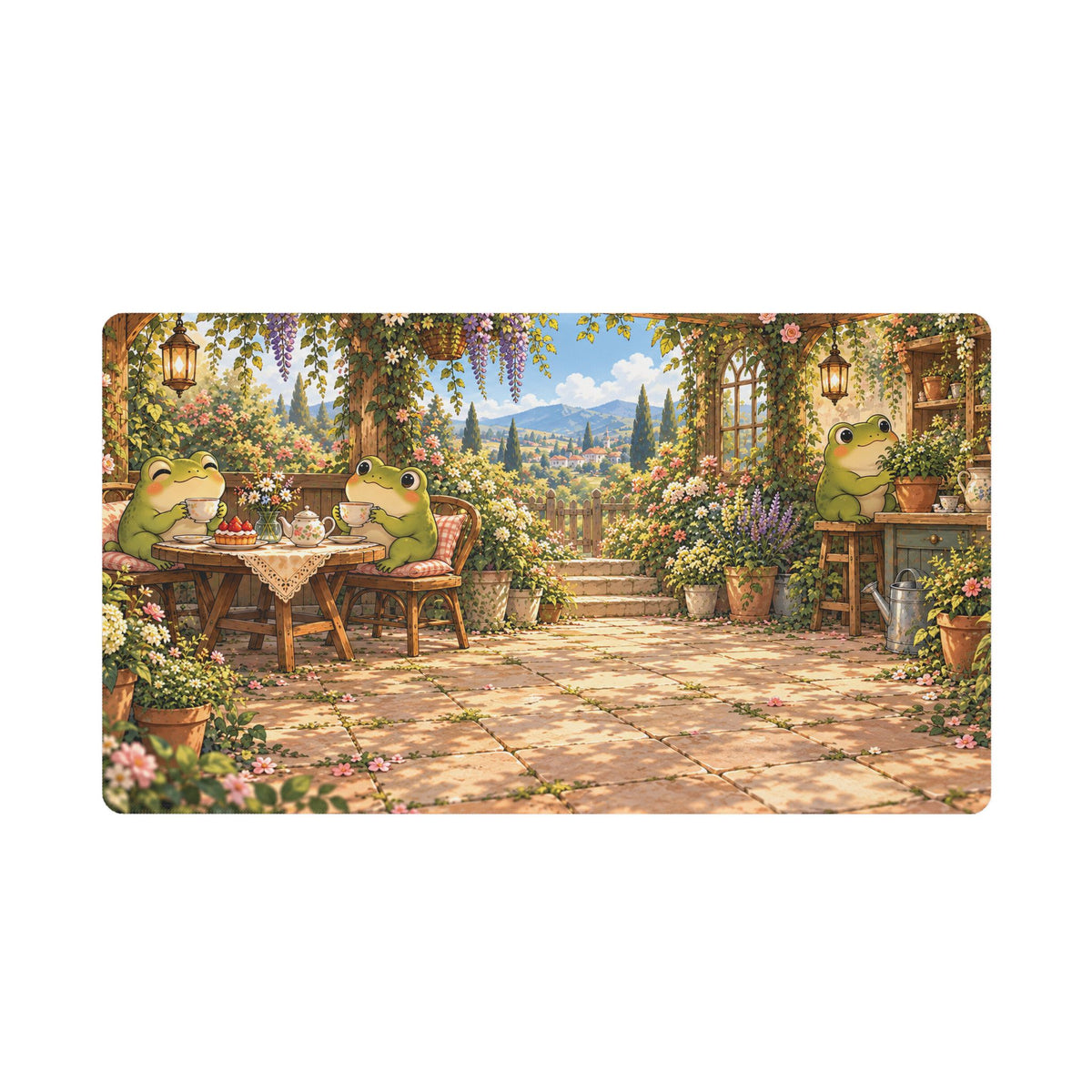 Frog Garden Tea Party – Cottagecore Desk Mat
