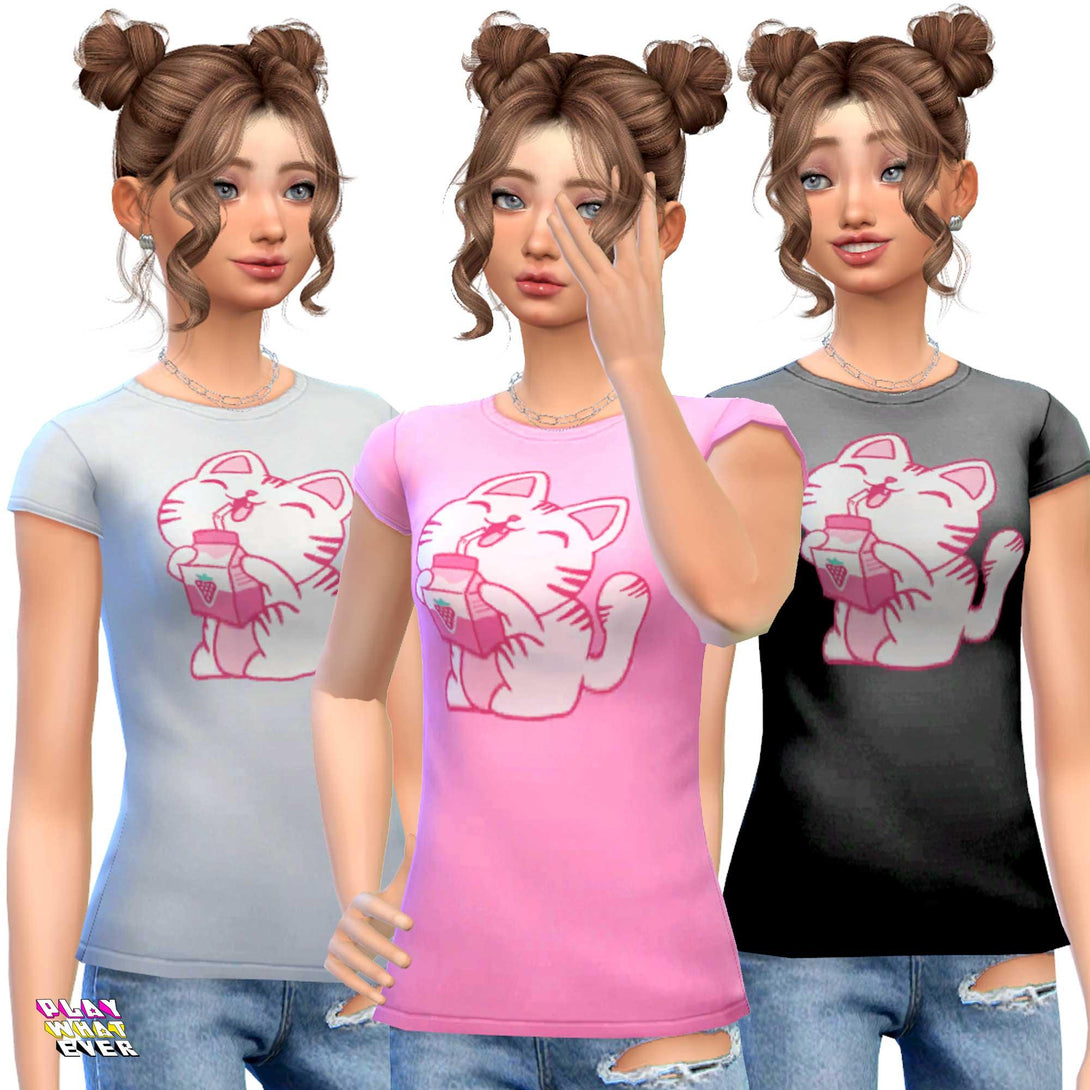 Strawberry Milk Neko Sims 4 CC - PlayWhatever