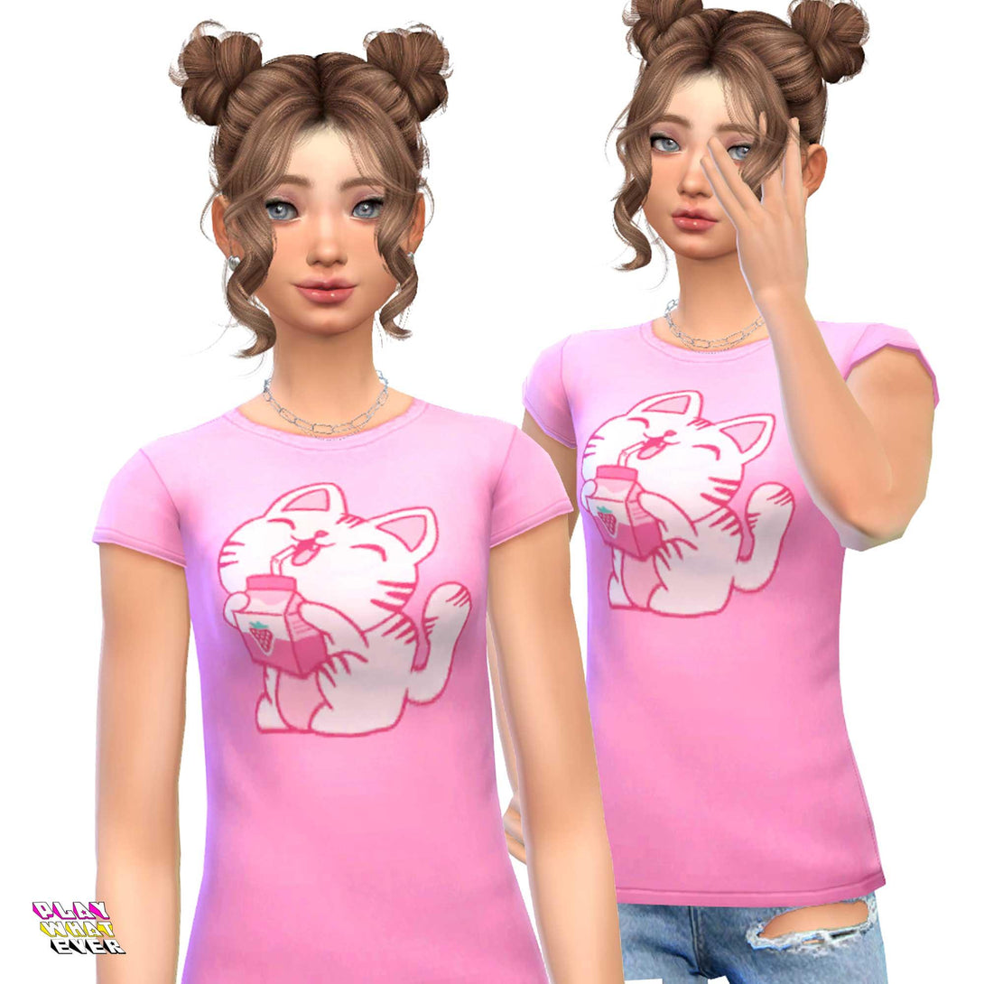 Strawberry Milk Neko Sims 4 CC - PlayWhatever