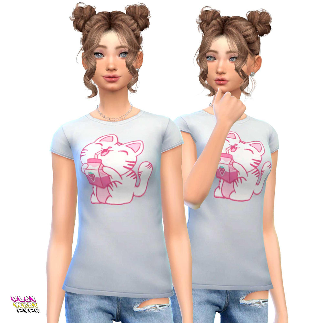Strawberry Milk Neko Sims 4 CC - PlayWhatever