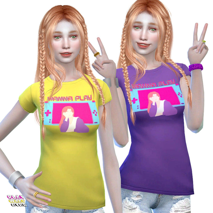 Sims 4 CC Wanna Play Retro Gameboy Gaming T-Shirt - PlayWhatever