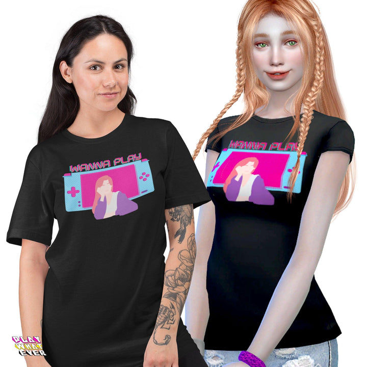Sims 4 CC Wanna Play Retro Gameboy Gaming T-Shirt - PlayWhatever