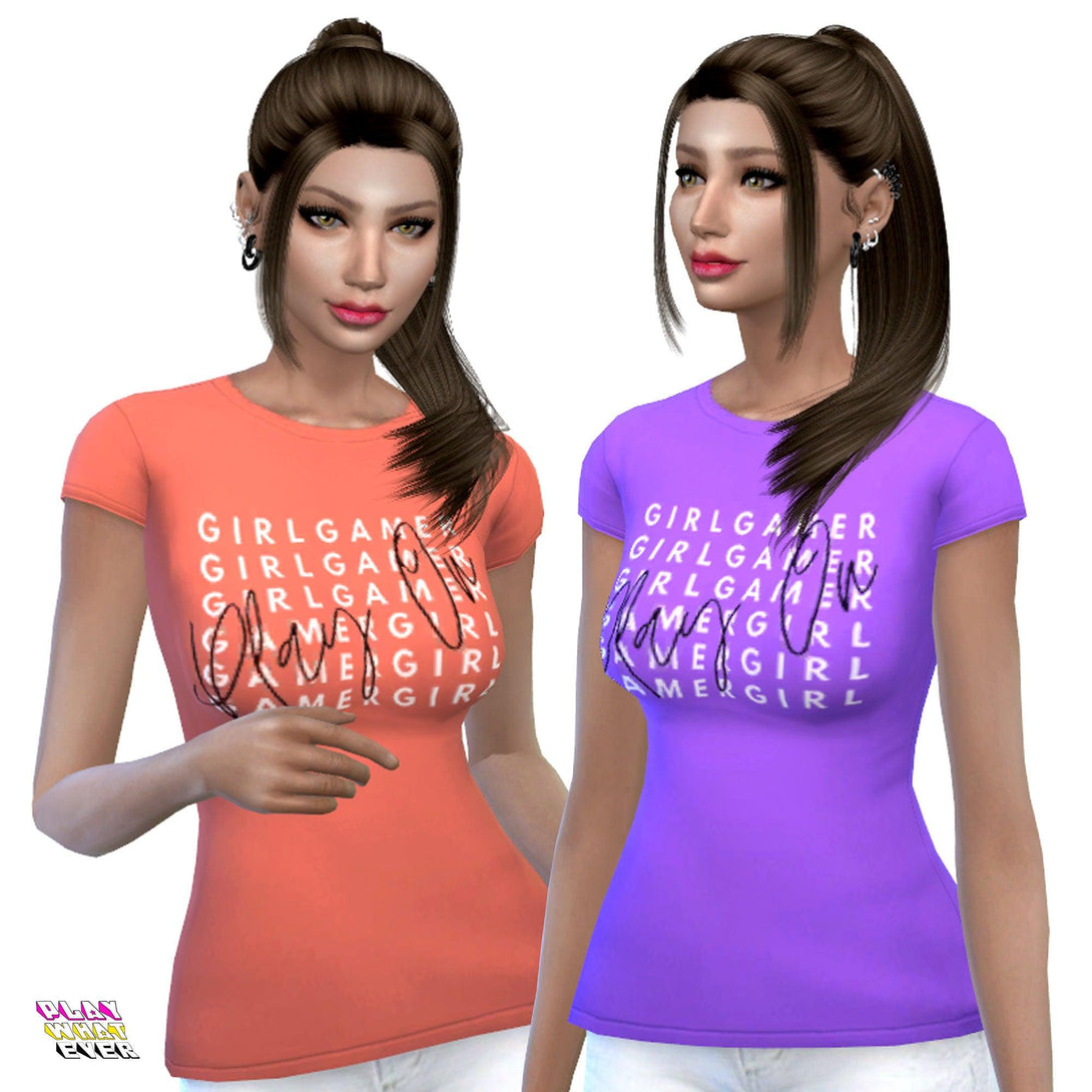 Sims 4 CC Play On Girl Gamer Cute Women's T-Shirt - PlayWhatever